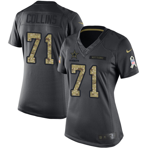 Women's Limited La'el Collins Nike Jersey Black - #71 2016 Salute to Service NFL Dallas Cowboys